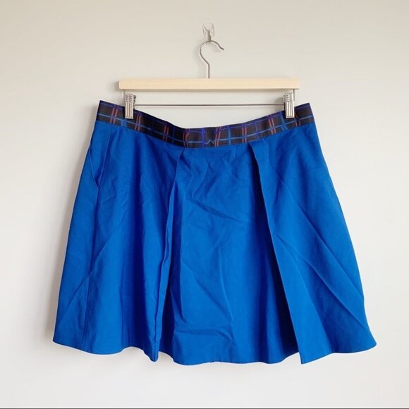 Kenzo Blue Mini Skirt with Plaid Accent - Picture 4 of 13